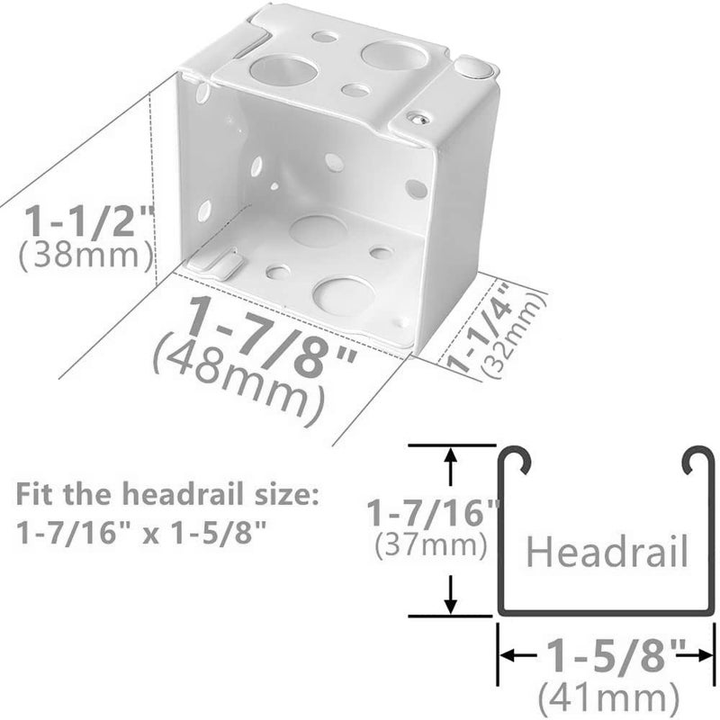 Cutelec Box Mounting Bracket 1set for 1-1/2" Blinds White Color Window Blinds Headrail Bracket - Image 1